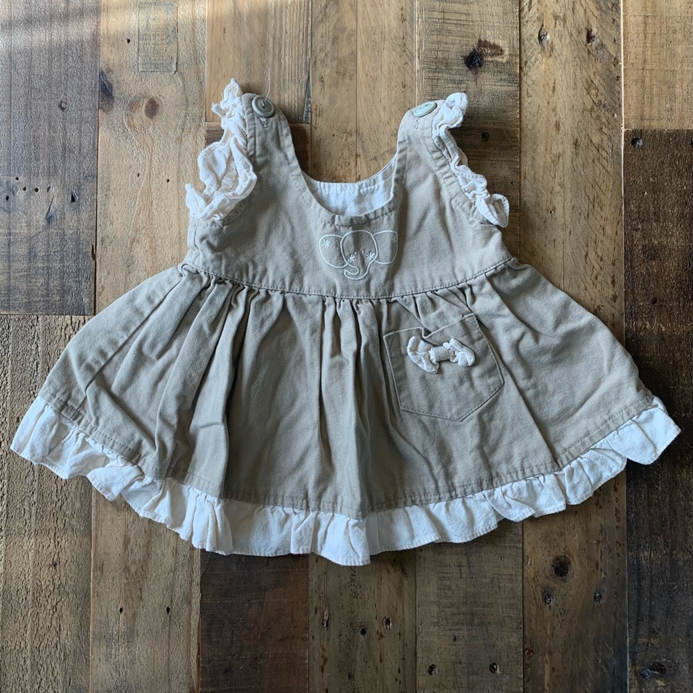3 for $15 / Shoobdoo beige cotton dress (0-6 M)